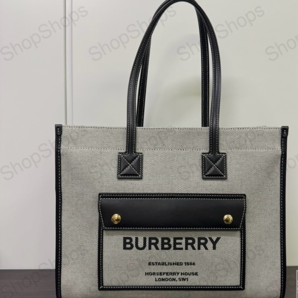Burberry Black and Gray Tote Bag